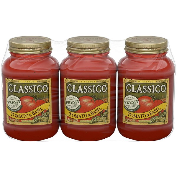 Classico Pasta Sauce, Tomato and Basil - 32 Ounce Jar (Pack of 3)