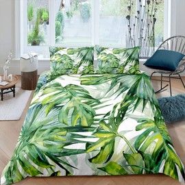 Erosebridal Tropical Bedding Tree Duvet Cover Set King Size Green Plant Palm Leaves Comforter Cover 3PC Jungle Botanical Leaf Duvet Cover+ 2 Pillow Shams for Kids Adult Room Decor
