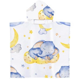 ARNUAETY Elephant Beach Towel with Hood for Boys Girls Absorbent Kids Hooded Bath Towel Toddler Swim Pool Cover Up for 1-4 Years