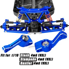 RCHuiWow RC Upgrades Part for 1/10 4WD Slash Rustler Stampede 4x4 (VXL),Alloy Driveshafts,Suspension Arms,Caster Block,Steering Blocks,Rear Stub Axle Carriers,Turnbuckles,Navy Blue