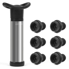 LIGTMAR Wine Saver Pump with 6 Vacuum Wine Stoppers, Wine Bottle Preserver Keep Wine Fresh, Food Grade Silicone Wine Corks Fit Any Wine Bottles