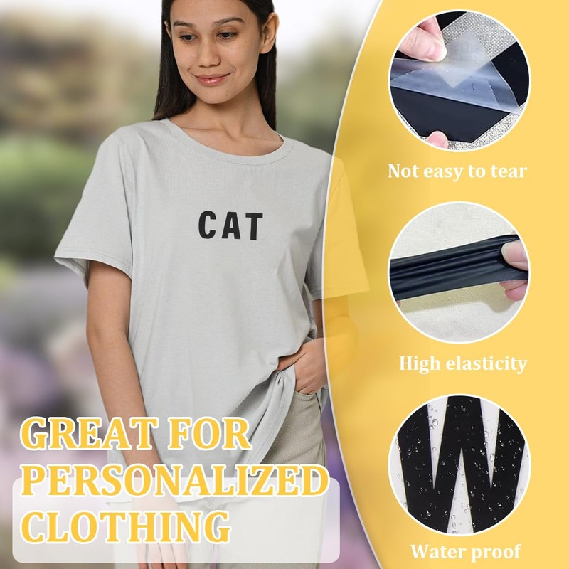 WUSJCOF 5 Sheets Letters and Numbers for Clothes, Vinyl Letters,