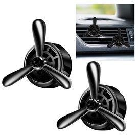 Car Air Outlet Clip, Creative Air Force Propeller Shape Auto Ornament AirConditioner Vent Clip, Automotive Interior Accessories for Women Men (2, Black)