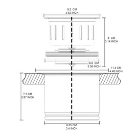 BOTEMY Extended Garbage Disposal Basket Strainer Stopper, Deep 304 Stainless Steel Kitchen Sink Flange for 3-1/2 Inch Standard Sink Drain Hole, Matte Black Deep Sink Disposal Stopper with Flange