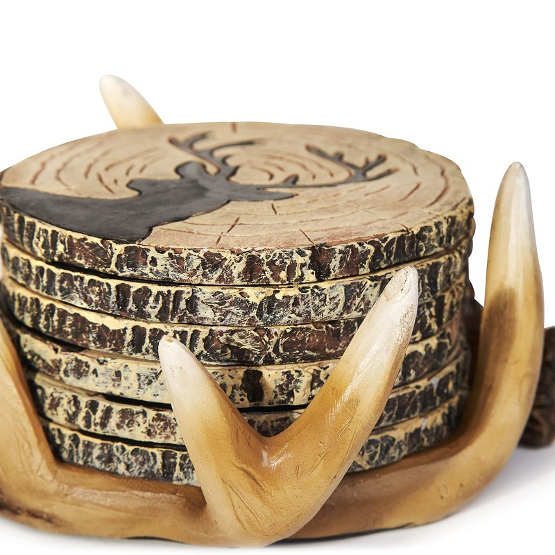 Deer Antlers Coaster Set of 6 – Handcrafted Deer Antler