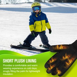 AOTOW Winter Warm Kids Cycling Gloves - Cold Weather Touchscreen Glove for Childrens Riding Bike and Football Grip Anti-Slip Outdoor Ski Sports Gloves for Boys Girls 4-12 Year Old