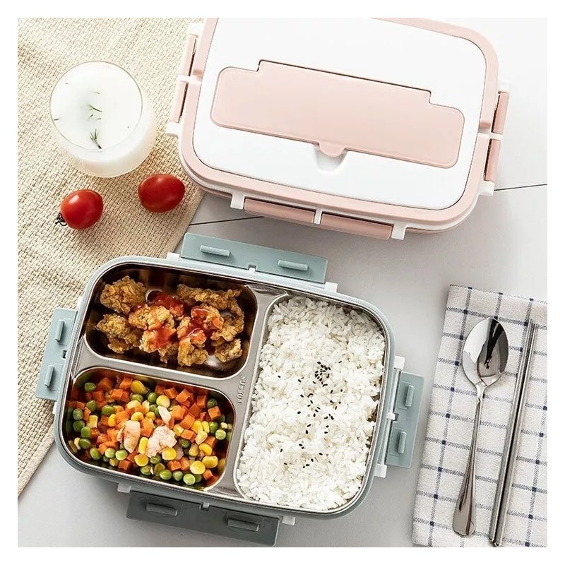 Lunchbox Lonchera Termica 4 Divisiones Con Palillos Cuchara Lunch Box