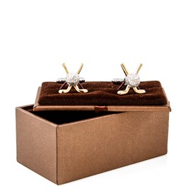MRCUFF Golf Ball and Clubs Pair Cufflinks in a Presentation Gift Box & Polishing Cloth