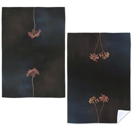 JFFTLL Moody Botanical Floral Kitchen Towels, Dark Academia Flower Aesthetic Decorative Dish Tea Towels for Kitchen, Dark Cottagecore Plant Hand Towel for Bathroom Decor, 16x24 Inch Set of 2