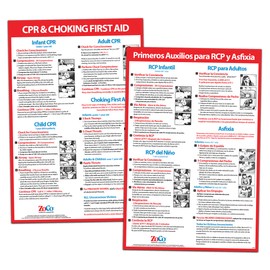 2 Pack: CPR & Choking Posters (English & Spanish) - Laminated, 12 x 18 in. - Restaurant Compliance Signs - CPR, Heimlich Maneuver First Aid Poster - School Supplies in Spanish