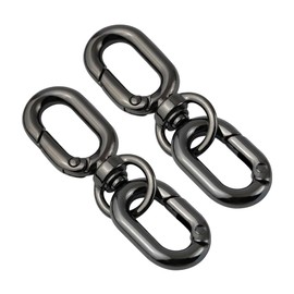 [FUSSED] 2-piece Set Spring Keychain, Carabiner Hook, Lost Prevention, Easy to Install and Disassemble Key Clip, Luxury Fashionable Key Ring, Buckle, Double Ring, Swivel Can, Black