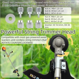 Quintillus H03 Weed Eater Head Universal Trimmer Head String Trimmer Head Bump Feed Weed Wacker Head Grass Trimmer Head Replacement for Weed Warrior, Echo, Husqvarna, Comes with .095 Trimmer Line