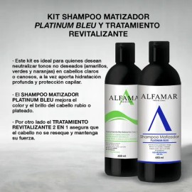 Shampoo Matizador Azul + Tratamiento Con Keratina Alfamar
