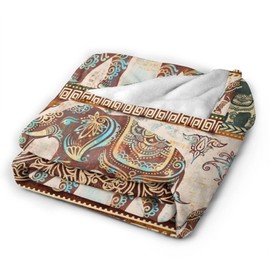 Lotus Elephants Throw Blanket Lightweight Warm Flannel Fleece Blankets Cozy Soft Air Conditioning Blanket Gift for Women Men Girls Boys 50"x40"