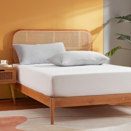 Sonive Fitted Sheet 140 x 200 cm, Breathable Bed Sheet Mattress Height up to 30 cm, Soft Bed Sheet, White