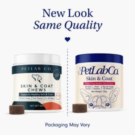 PetLab Co. Skin & Coat Chews - Support A Healthy, Comfortable Coat In Seconds A Day. Formulated With Beneficial Fatty Acids, Vitamins, Honey, & Turmeric To Optimize Skin and Coat Condition