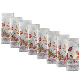 Newbridge Thanksgiving Fall Foliage Fabric Napkins, Set of 8, Bordered Changing Leaves, Autumn Essentials Easy Care Stain Resistant Wrinkle Free Cloth Napkins