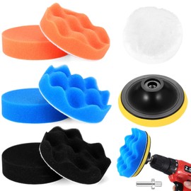 9 Pcs 5 Inch Drill Polishing Pads for Car Polishers and Buffers for Drill Attachment, Car Polishing Sponges Pads, Car Polishing Kit, Wool Polishing Buffing Pads for Auto Polisher Sanding Waxing