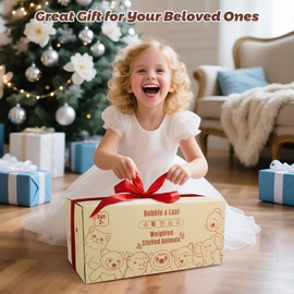 Bobbie & Laxi 24" & 4.5 lbs Weighted Dog Stuffed Animal, Adjustable Sitting & Laying Plush Toy Pillows with Removable Ceramsite Bag for Companion, Cuddly & Soft Gifts for Adults, Kids, Boys and Girls