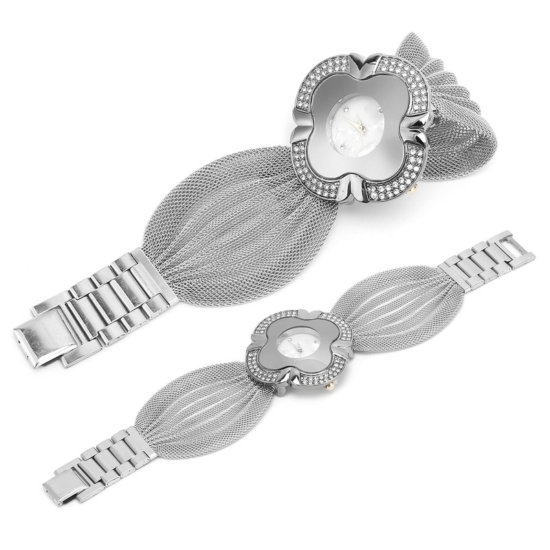 Flower Shape Dial Women Watch Wide Mesh Belt Quartz Elegant