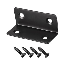 sourcing map Corner Brace Angle Bracket Fastener Stainless Steel L Shape 26.5mmx26.5mmx60mm Black with Screws, 2 Pcs