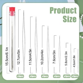 Pack of 18 Bead Needles, 6 Sizes, Large Eye Beads Needle Bead Needles Made of Stainless Steel for Bracelet Jewellery Crafts and Jewellery Making