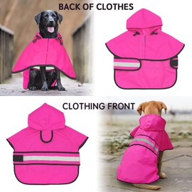 Candofly Dog Raincoat, Waterproof Reflective Pet Rain Jacket with Leash Hole, Hooded Puppy Ponch Slicker for Dog Walking (Pink, Large)