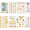 Yesallwas Tattoo Stickers, Gold, Sparkling, Realistic, Large, Set of 8,