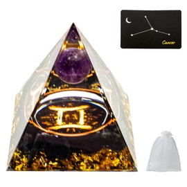 VBNZBK Orgonite Pyramid Crystals Pyramid Large Gemstones Pyramids Zodiac Sign Esoteric Zodiac Sign Gifts 12 Constellation Meditation Decoration Esoteric Decoration (Twins)