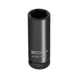 Meccion 1/2 Inch Drive Impact Socket 13/16 inch SAE, 6 Point Cr-Mo Deep Impact Socket, 78mm Length
