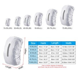 PATIKIL 55-65L Waterproof Backpack Rain Cover, Non-Slip Backpack Cover with Vertical Reflective Strap Stay Dry for Hiking, Camping, Hunting, L, Silver Tone