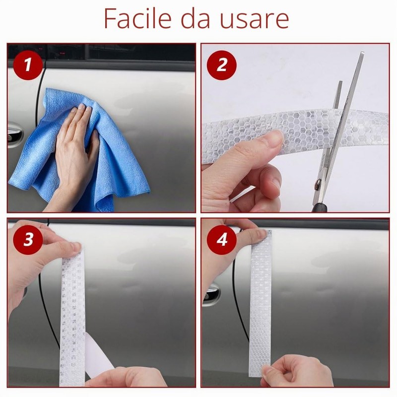 TESSTSY Nastro Catarifrangente Adesivo Bianco 2.5cm x 23m