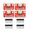 whiteeeen 4pcs USB Type C Breakout Board Red with Male
