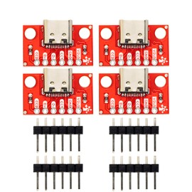 whiteeeen 4pcs USB Type C Breakout Board Red with Male Pin Header 2 CC