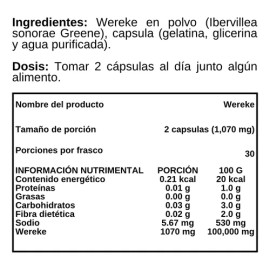 Wereke Polvo - Go3b - 60 Cápsulas - Suplemento Alimenticio Sin Sabor                                                                                  