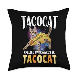 Tacocat Spelled Backward Is Tacocat Tee Cat And Taco Lover Throw Pillow