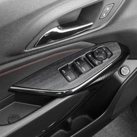 Car Window Switch Panel Cover Side Door Lock Lift Control Button Frame Panel Protective Trim, Lift Door Panel Frame Cover Trim, Compatible with Chevy Trax 2024-2025 Accessories (Wood Grain)
