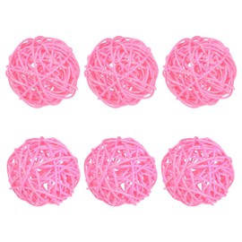 M METERXITY 6-Pack Wicker Rattan Balls 60mm/2.4 Inch Decorative Rattan Balls Orbs Vase Fillers Bowl Fillers for Christmas/Weddings/Thanksgiving/DIY Crafts/Home Decor [Pink]