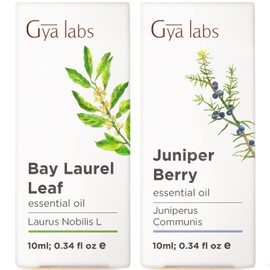 Gya Labs Gya Labs Bay Leaf Essential Oil for Diffuser & Juniper Berry Essential Oil for Diffuser Set - 100% Natural Aromatherapy Grade Essential Oils Set - 2x0.34 fl oz