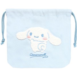 Tees Factory Sanrio Characters Sagara Embroidery Drawstring Pouch, Cinnamoroll, H6.9 x 7.5 inches (175 x 190 mm), SR-5530385CR