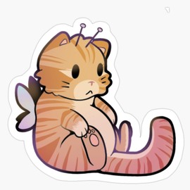 Butterfly Cat Bumper Sticker Vinyl Decal 5"