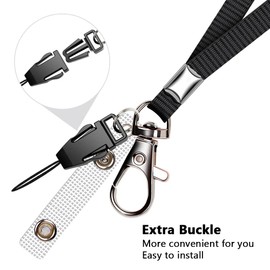 3 Pack Neck Lanyard with ID Badge Holder, Office Strap Lanyards, Stainless Metal Swivel Hook for Name Tag, Badge Holders, Keychains, Card, Black, Blue, Grey