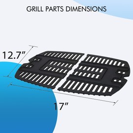Shengyongh CC7644 (2-Pack) 17 x 12.7 inches Cast Iron Cooking Grid Grates for Weber 7644 Q100 Series, Q140, Q1000 Series Q1200 50060301 386000 50060001 51010001 51060001