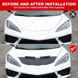 Front Hood Bra Cover Protector Compatible with Corvette C8 Stingray 2020-2024 Leather Car Bonnet Bra Hood Guard Hood Shield Bug Deflector Accessories (Black)