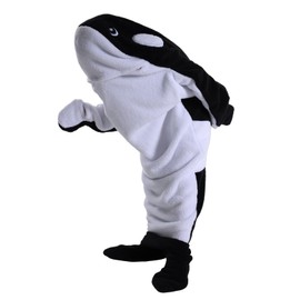 Deserthome Wearable Shark Blanket Onesie for Adult Hoodie, Super Soft Comfortable Shark Costume, Black Whale S