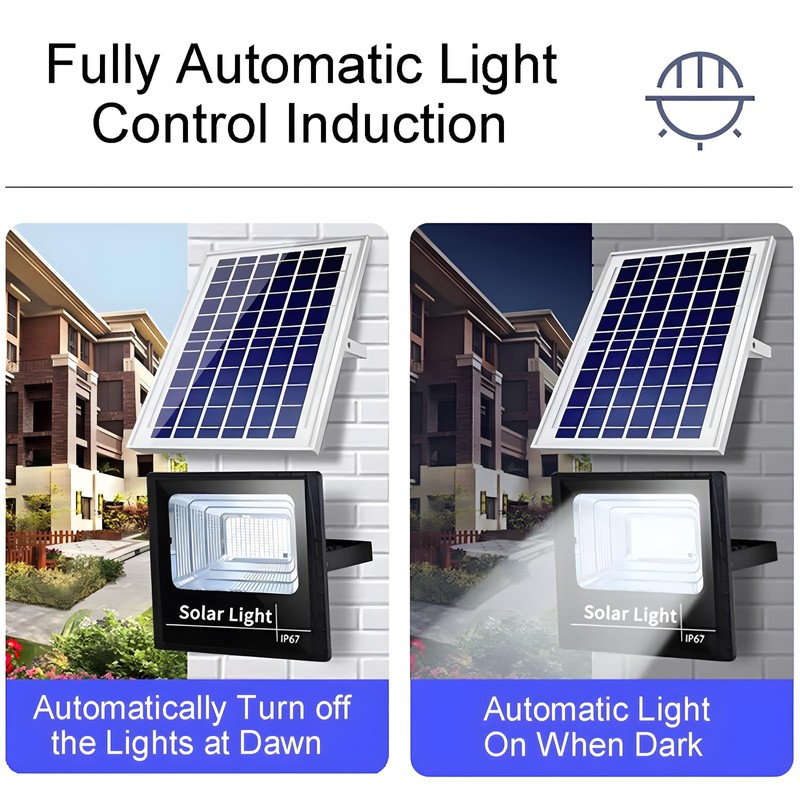 DuBom 100W-800W Solar Flood Light Outdoor Remote, 6000K Bright LED,
