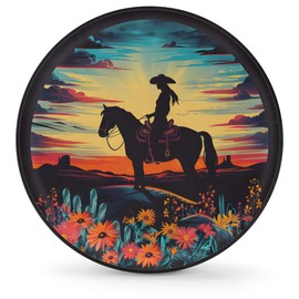 Spare Tire Cover Cowgirl Riding Horse Wheel Covers Protectors Waterproof Dust-Proof Universal Fit Trailer, RV, SUV and Many Vehicle 15 Inch