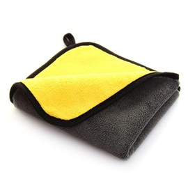 Premium Dual-Sided Microfiber Car Cleaning Towel – 15.5" x 11.8" Scratch-Free, Super Absorbent, Lint-Free Cloth for Auto Detailing, Polishing, Drying & Washing – Yellow & Gray