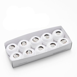 AMOHilos Size 8 Double Mercerized Egyptian Long Staple Cotton Pearl Thread Ball 10 Grams White Embroidery Thread 10 per Box for Crochet Hardanger Cross Stitch Hand Embroidery (Set White)