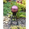 6" Plum Crackle Glass Gazing Globe with Stand
